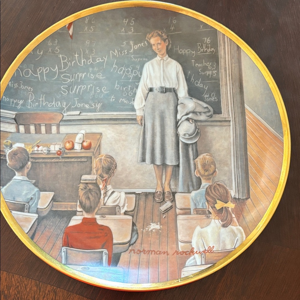Norman Rockwell “The School Teacher” first issue plate number 2222R